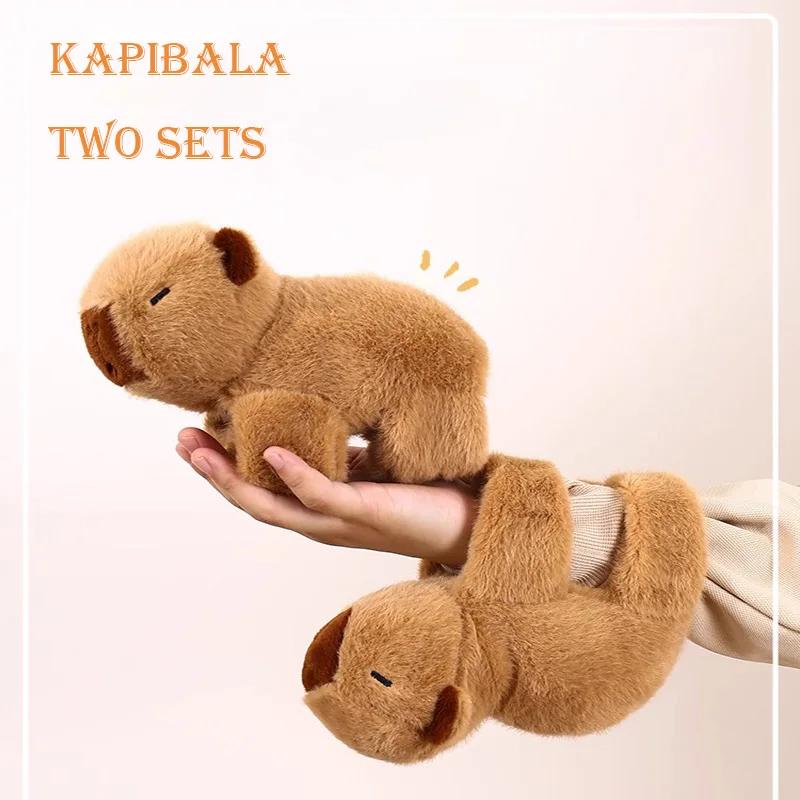 Schattige Capybara Klaparmband Polspop Kawaii Klein Pluche Speelgoed Armband Figuur Cadeau Voor Meisjes Vrouwen Verjaardagscadeau