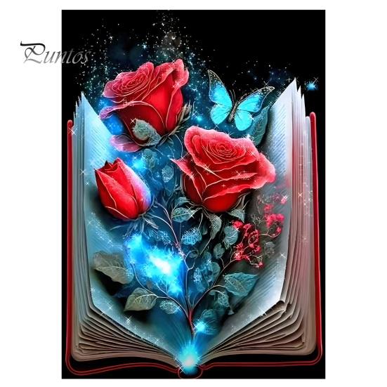 

5D DIY Квітка Листя Візерунок Діамантове мистецтво Яскравий колір Барвиста смола Дорослі Діти Стрази Живопис Домашній декор червоний