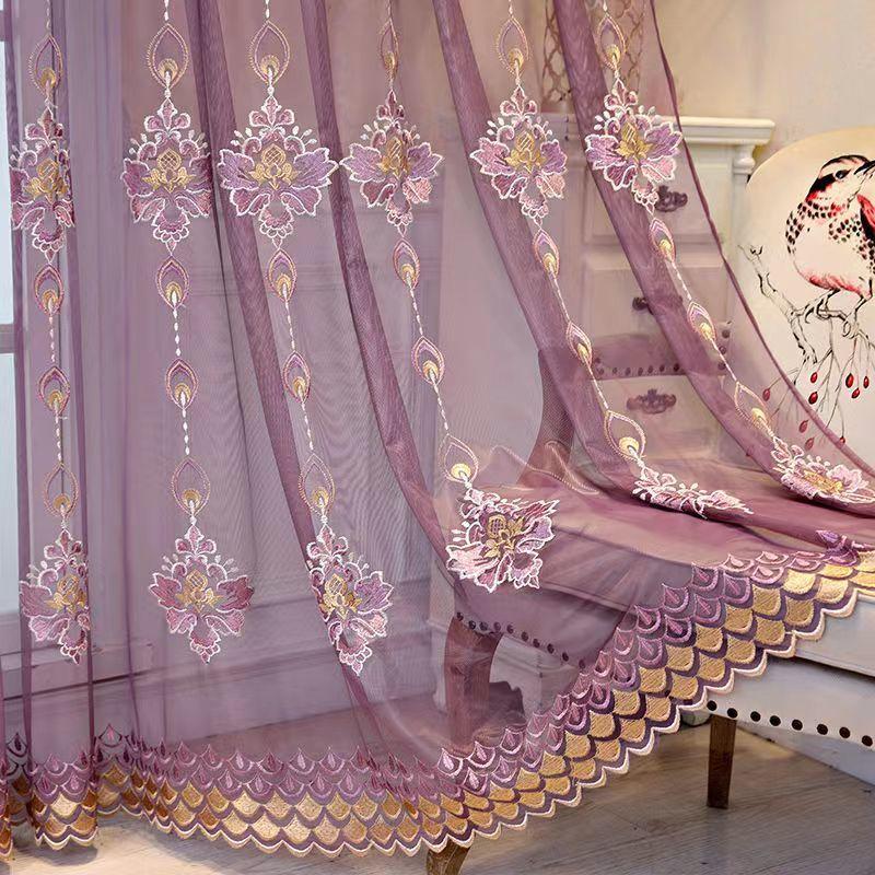 

Тюлевые шторы с вышивкой и цветочным рисунком для гостиной, европейские прозрачные шторы из вуали для спальни, кухни, шторы, жалюзи 150*270CM 1PCS