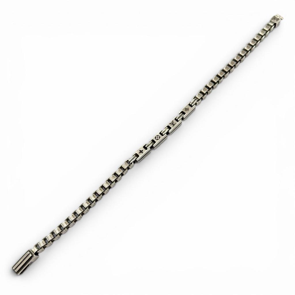 Great LOUIS VUITTON Bracelet LV Tailor Silver AG925 Mens L M1149L Used