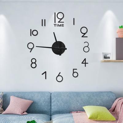 3D Frameless Wall Clock with Silent Movement and DIY Number Stickers for Home Decor, Living Room, Bedroom