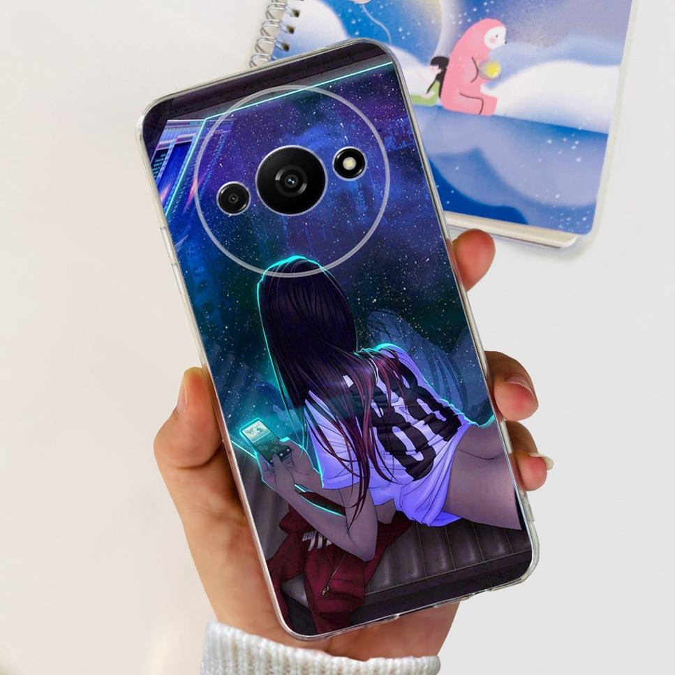 For Xiaomi Redmi A3 4G Case Fashion Girl Cartoon Print Soft Silicone Back Cover For Redmi A3 6.71" Shockproof Phone Case Funda