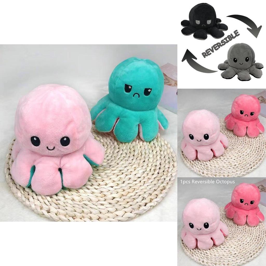 Adorable Double-sided Flip Reversible Octopus Plush Toy For Kids Soft And Cuddly Marine Life Stuffed Animal