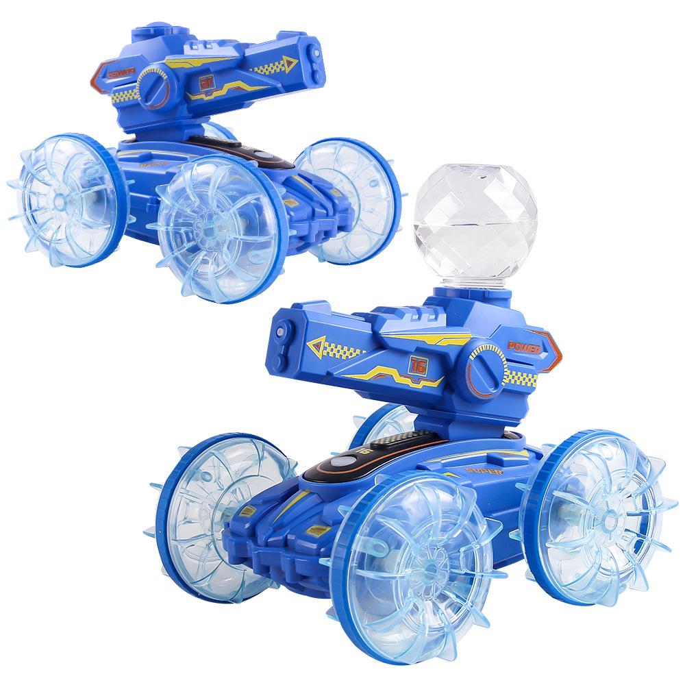 Children'S Amphibious Stunts 2.4G Remote Control Car Lights Four-Wheel Drive Off-Road Vehicle Self-Priming Water Shooting Electric Toy Car