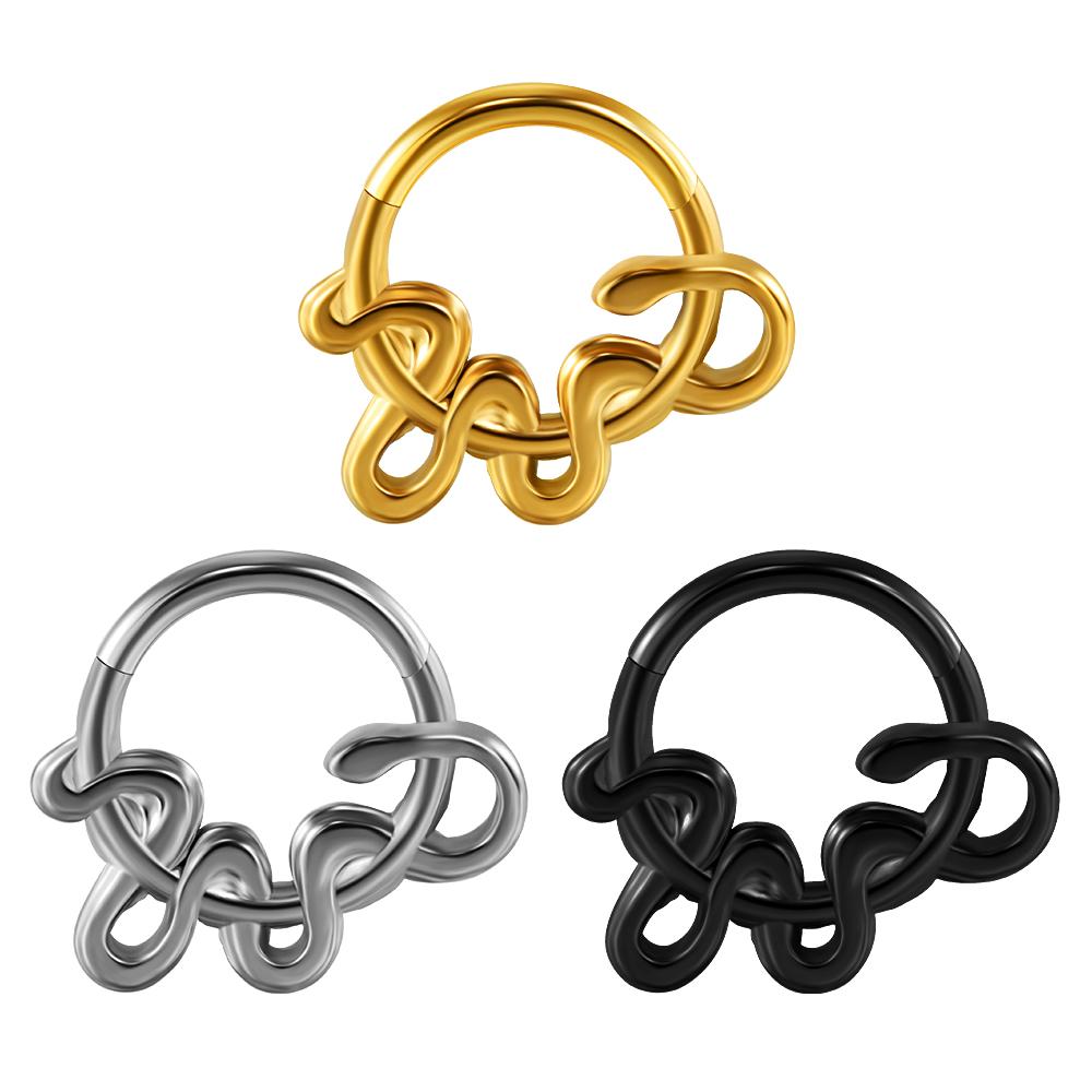 1/3PCS Sets Moon Waterdrop Snake Septum Piercing Clicker Flower Nose Rings 16G Segment Cartilage Daith Hoop Earring Jewelry Gift