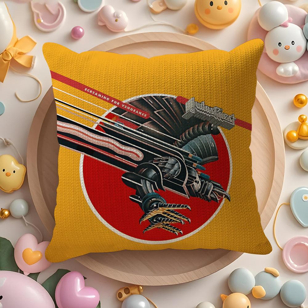 Cool JJudas Priest Band Pillow Case Pattern Printed Pillowcase for Living Room Sofa Cushion Cover Bedroom Decor