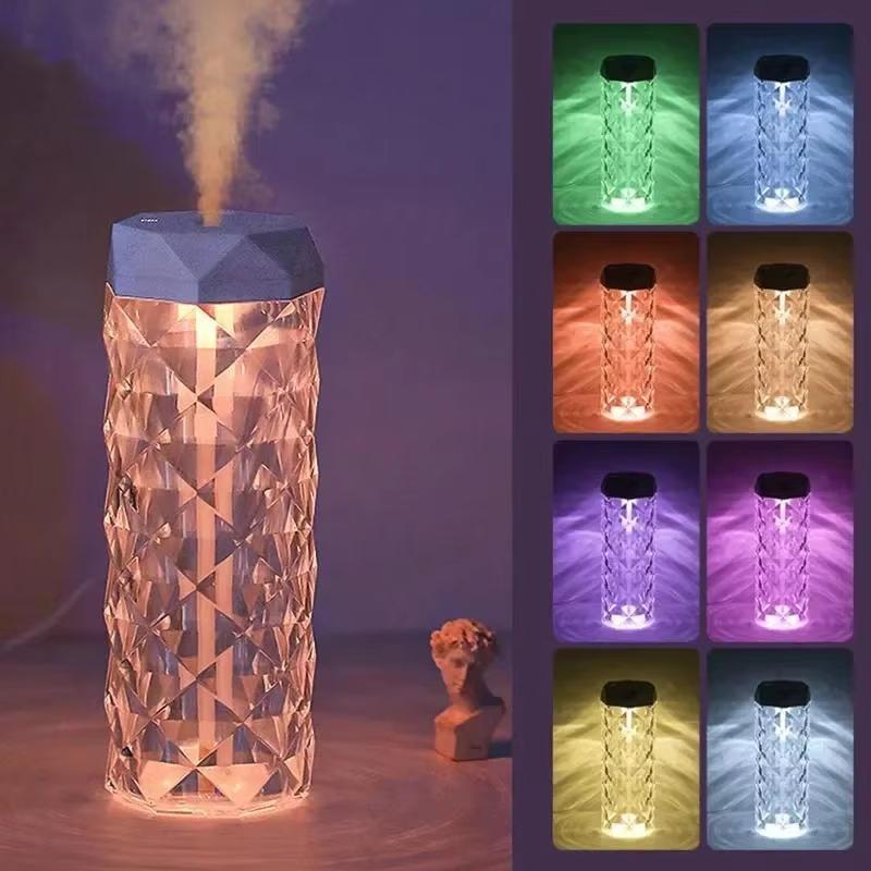 400ml Colorful USB Crystal Humidifier with Aromatherapy and Air Purification for Bedroom and Desktop