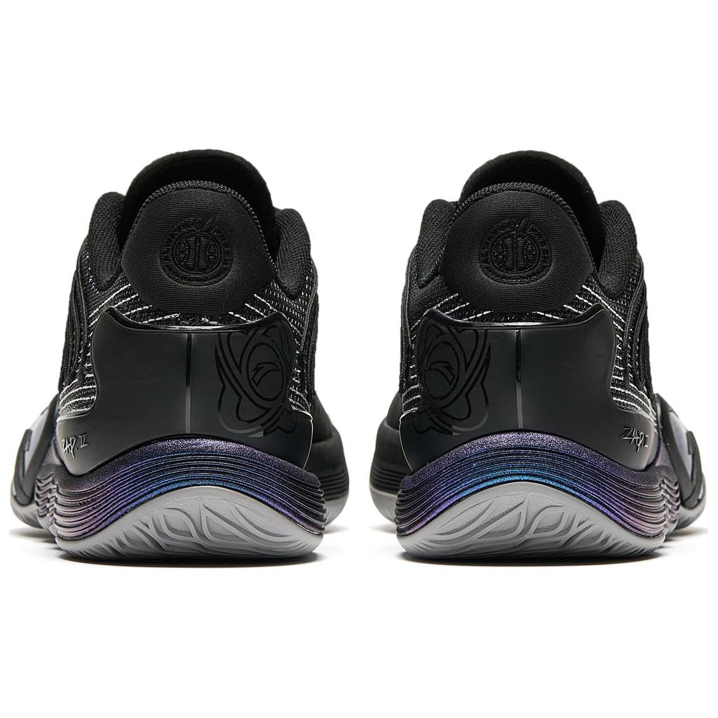 Men's Sneakers Anta ZAP 2 Dark Knight Triple Black Cushioning Abrasion Resistant Low top Basketball Shoes