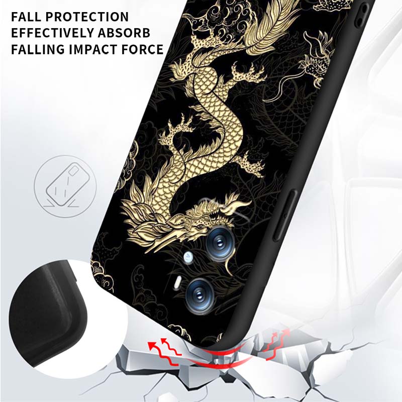 Anime-Drachen-Design für OPPO Reno 5 6 7 A96 A40 A58 Realme GT A74 A78 Neo2 A74 A78 Find X5 X3 X7 X8 Schwarze Handyhülle