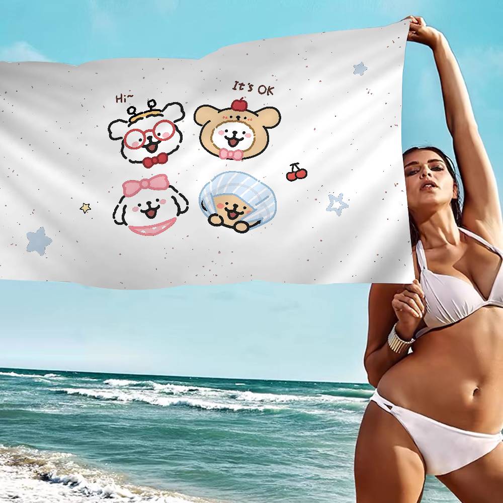 Cute M-Maltese Bath Towel Microfiber Soft Water Absorbing Breathable For Girl Kids Decorative Cartoon Beach Towel
