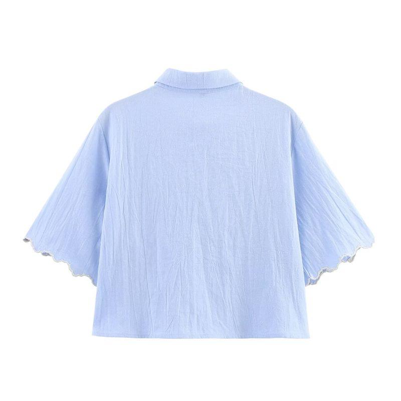 Jnleaog Autumn New Women's Clothing Fashion Style French Minority Design Embroider Short Shirt 3564074