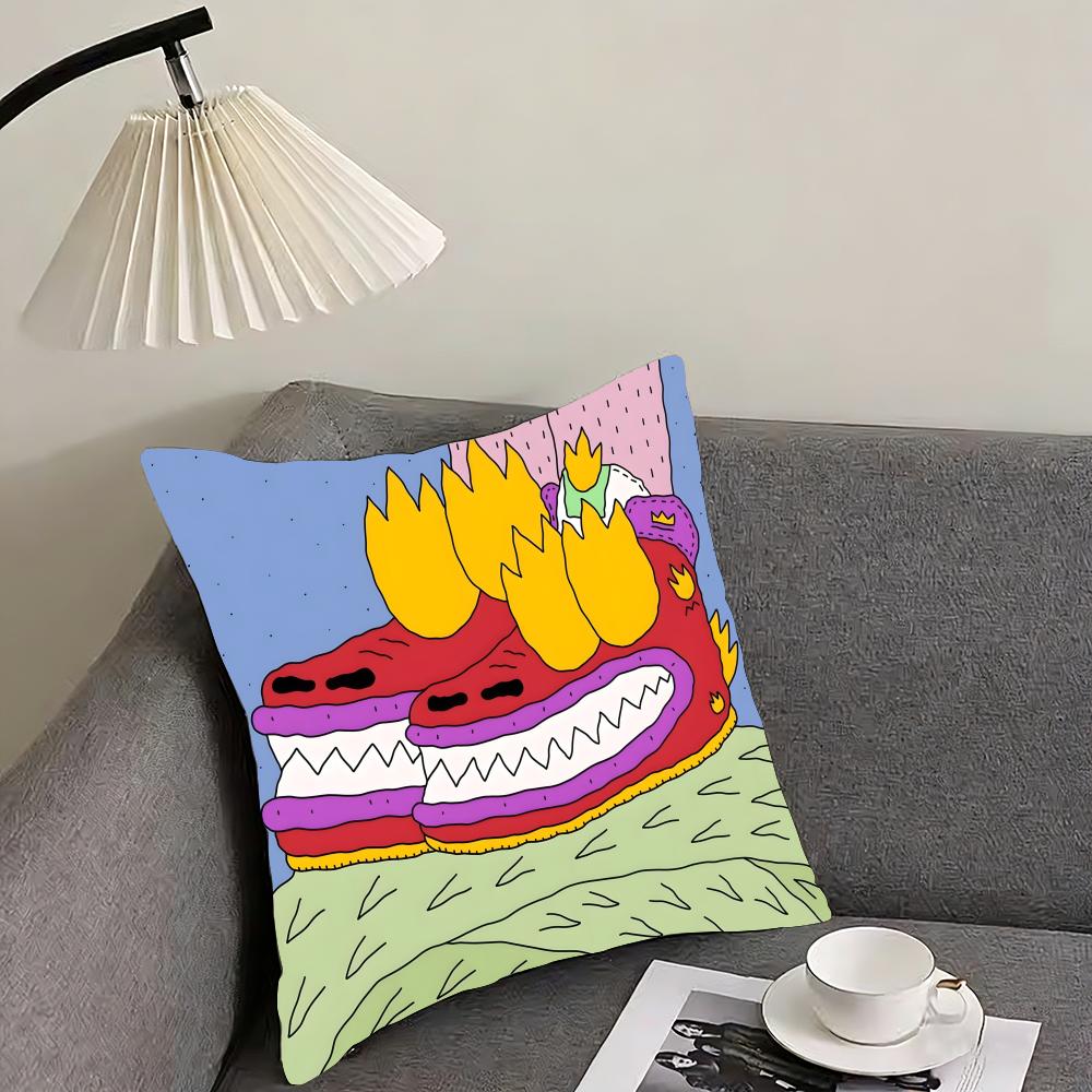 Illustration von allem auf Schuhen Kissenbezug Wendbar Plüsch Kissenbezug – Für Auto, Sofa, Schlafzimmer, perfekt als Geschenk.