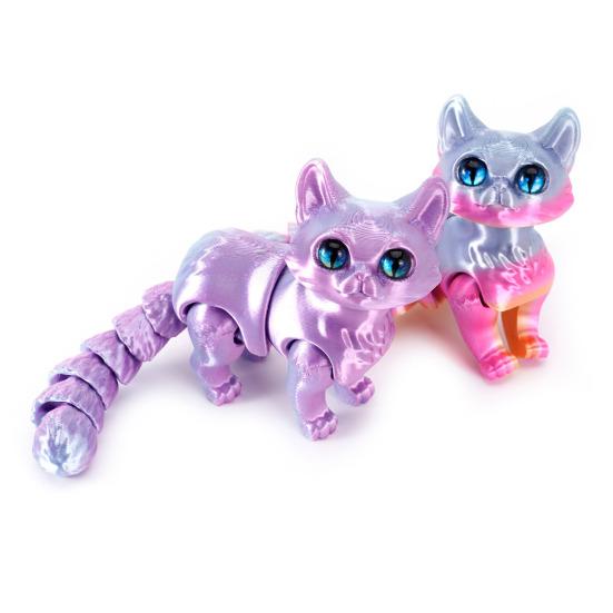 3D Printed Cat Figurine Movable Joints Cat Figure Articulated Animal Model Toy Home Office Bookshelf Desktop Decoration Ornament