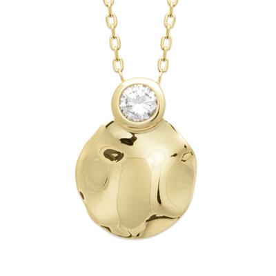[R5773] - Gold Plated Necklace 'Cleopatra' White Gold - 19x14 Mm