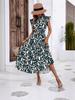 2026 New Summer Fashion Women's Ruffled Flutter Sleeve Lace-Up Printed Fairy Dress