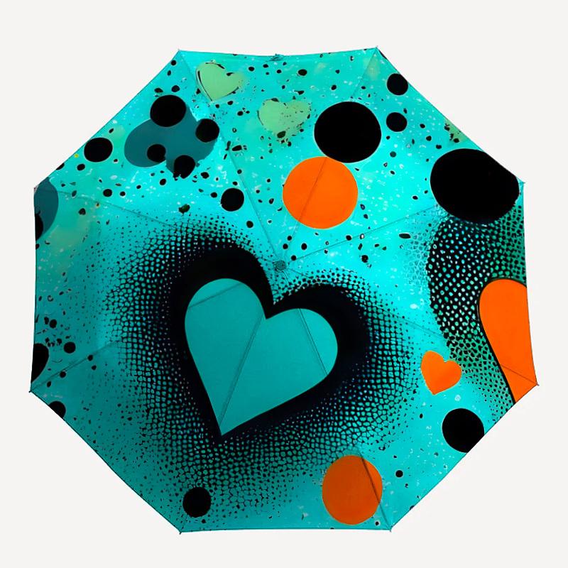 

1pc Heart Pattern Automatic Open/close Folding Umbrella, Compact Portable Travel Umbrella,Cute Umbrella, Durable Construction yy250804043