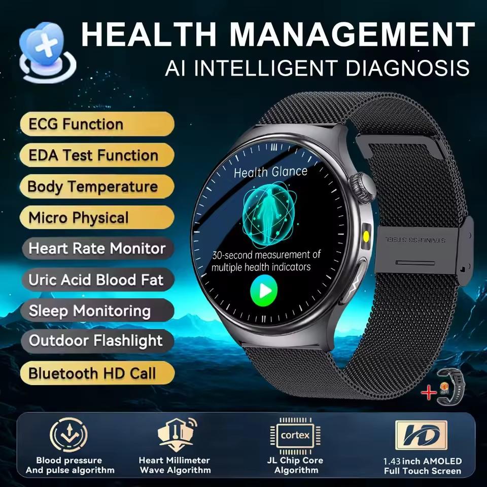 Men Smart Watch AMOLED ECG Health Monitoring Outdoors Flashlight Bluetooth Calling Sports Fitness Tracker TK27 Smartwatch