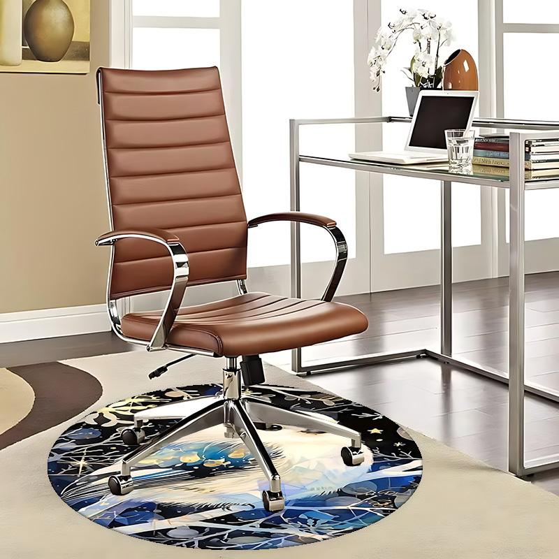

1pc Anime Design Winter White Bird Round Carpet Office Chair Mat, Non Slip Rug for Home Decor, Gift, Office, Living Room, Bedroom 80cm