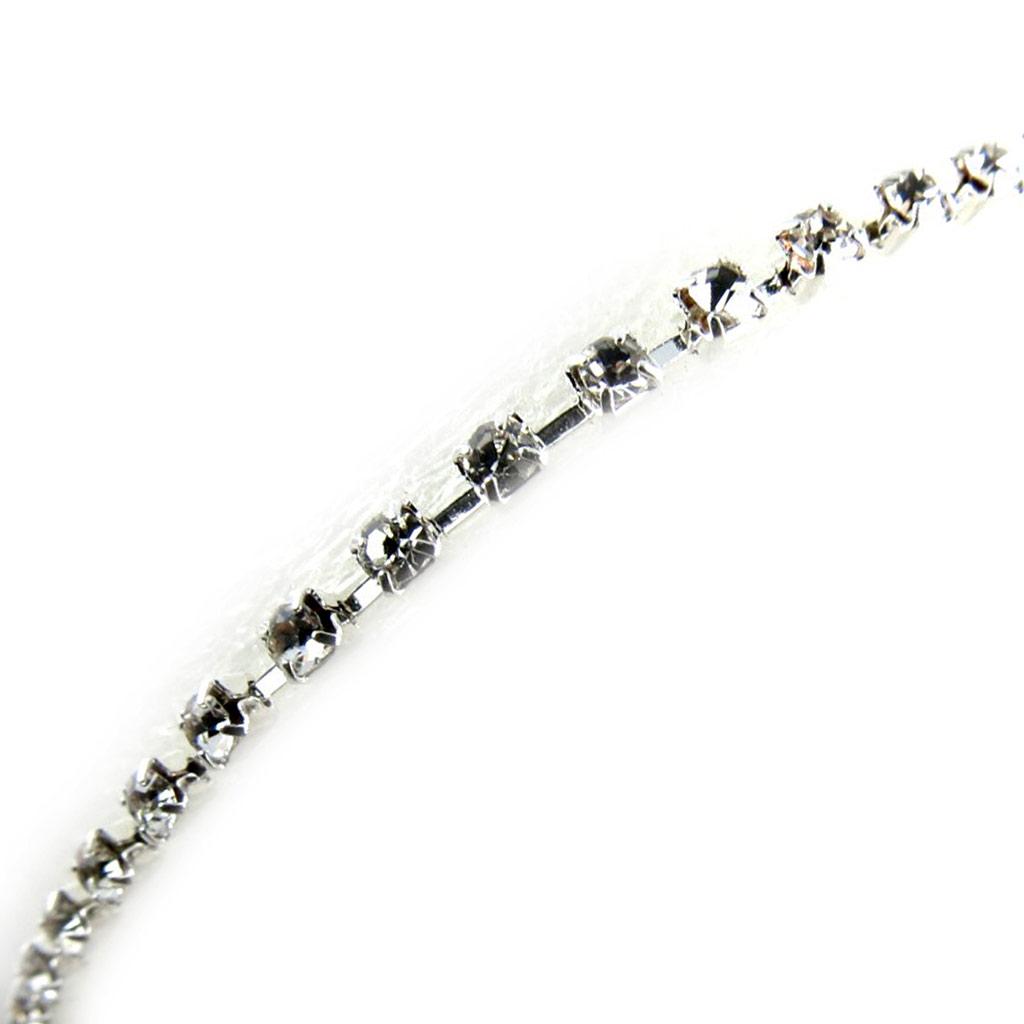 Les Trésors De Lily [K6993] - Náramek 'Sissi' stříbrno-bílý - 22 cm - 3 mm (Křišťálová řeka)