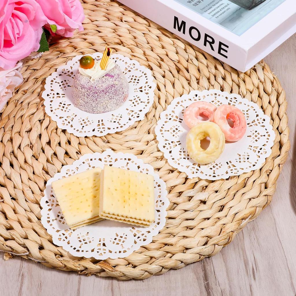 100 Pcs 4.5 Inch Paper Doilies, Round White Lace Doilies Disposable Doily for Tables Paper Doily for Food, Crafts, Baby Showers, Party, Wedding,