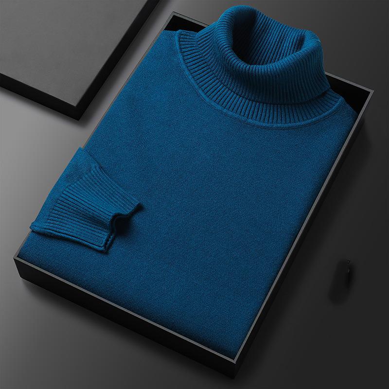 Men's sweater knitted bottoming Slim solid color high neck pullover sweater multi-color