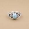 Larimar Vintage Style Filigree Ring, 925 Sterling Silver Oval Gemstone Ring, Handmade Boho Statement Ring