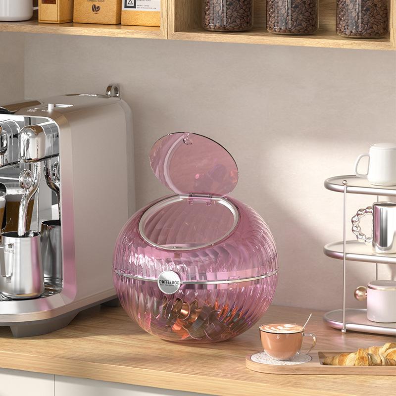 Creative Desktop Transparent Capsule Coffee Press Storage Container Multi-purpose Candy Chocolate Tea Sealed Storage Box