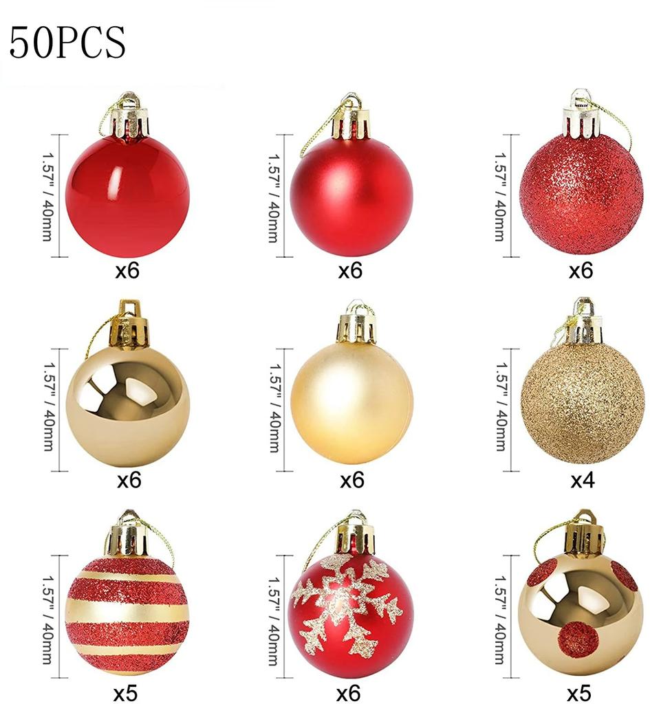50pcs/Box Christmas Ball Christmas Tree Decoration Ornaments for Home Decor Halloween New Year Navidad Pendant Ball Accessories