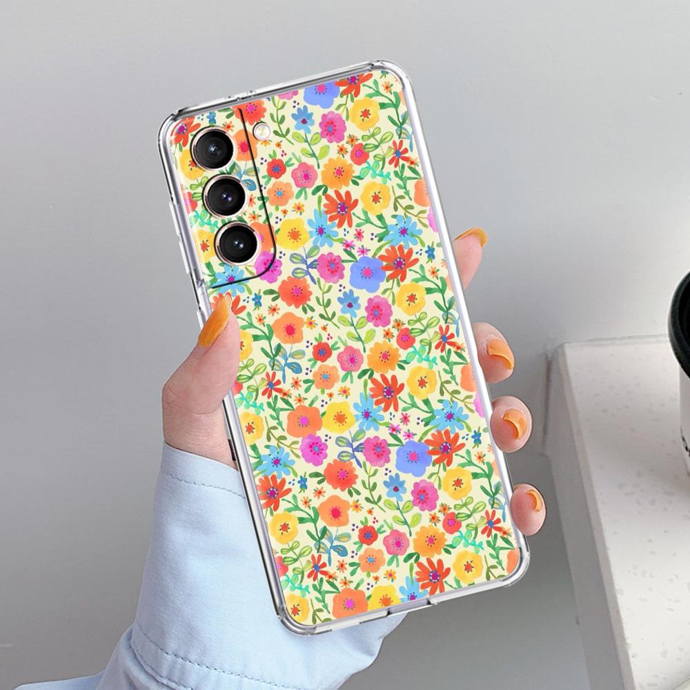 Phone Case For Samsung Galaxy S26 S25 S24 S23 S22 Ultra S20 S21 FE 5G Plus Soft Clear Cover Summer Colorful Flower