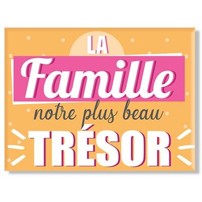 [A3368] - Yellow 'Family' Ceramic Magnet (the Family Our Greatest Treasure) - 8x6cm