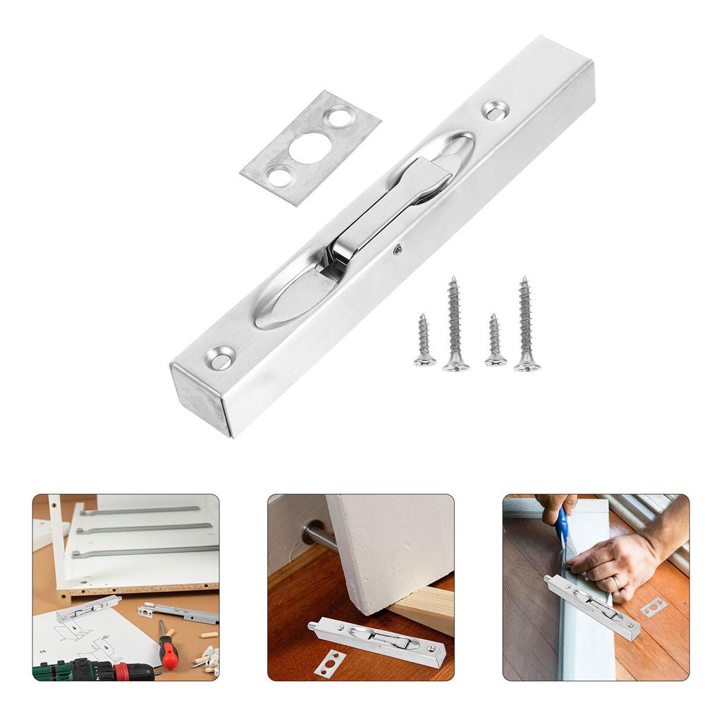 1Set Stainless Steel Box Style Flush Bolt Black 6Inch Door Lock for French Sliding Double Door Security Latch Slide Latch