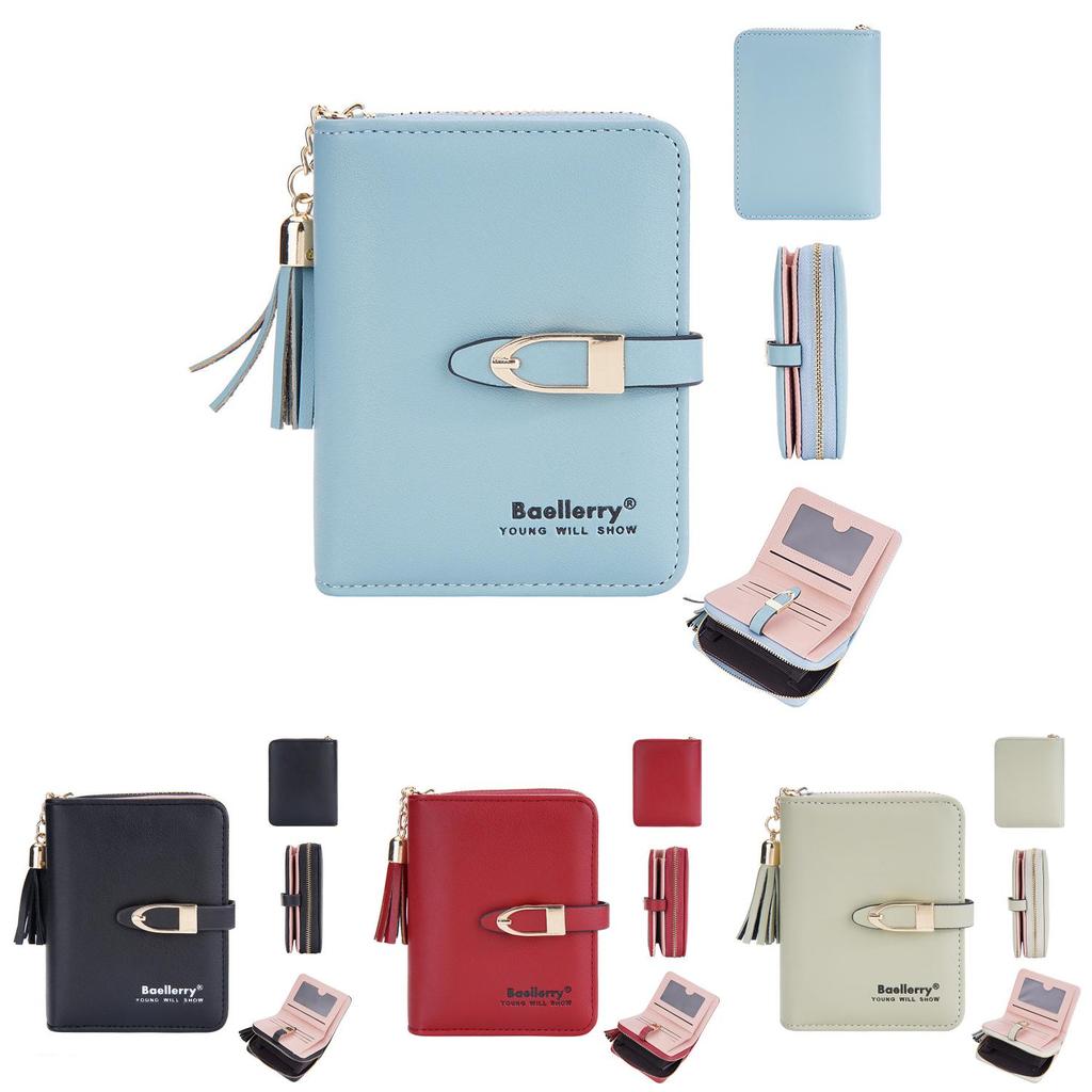 Minimalist Womens Pu Leather Wallet With Tassel For Daily Use