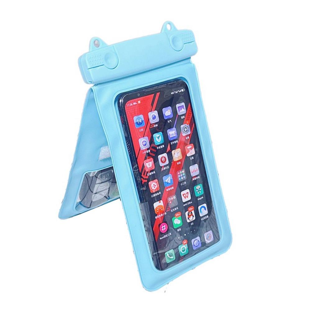 

Double Pocket Waterproof Phone Pouch Touchscreen Clear Swim Phone Cover Cards синий