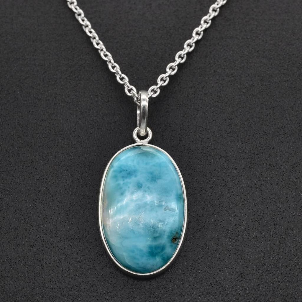 Larimar Edelstein Halskette, 925 Silber Halskette, Geschenk für sie, Boho Schmuck, Statement Halskette, Jubiläumsgeschenk