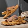 FashionComfy Arrival Men's Slippers New Hand-stitching Summer Sandals Dual-Purpose Male Beach Shoes Non-slip Open-toe Sandals Slippers