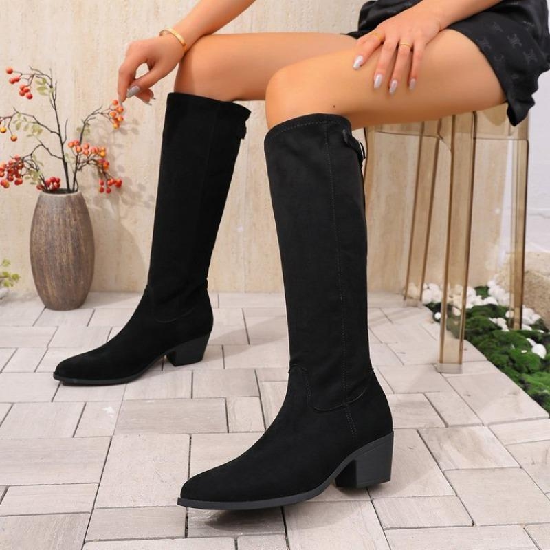 Plus-size Shoes, Long Boots, Thick-heeled High Boots That Do Not Reach The Knees