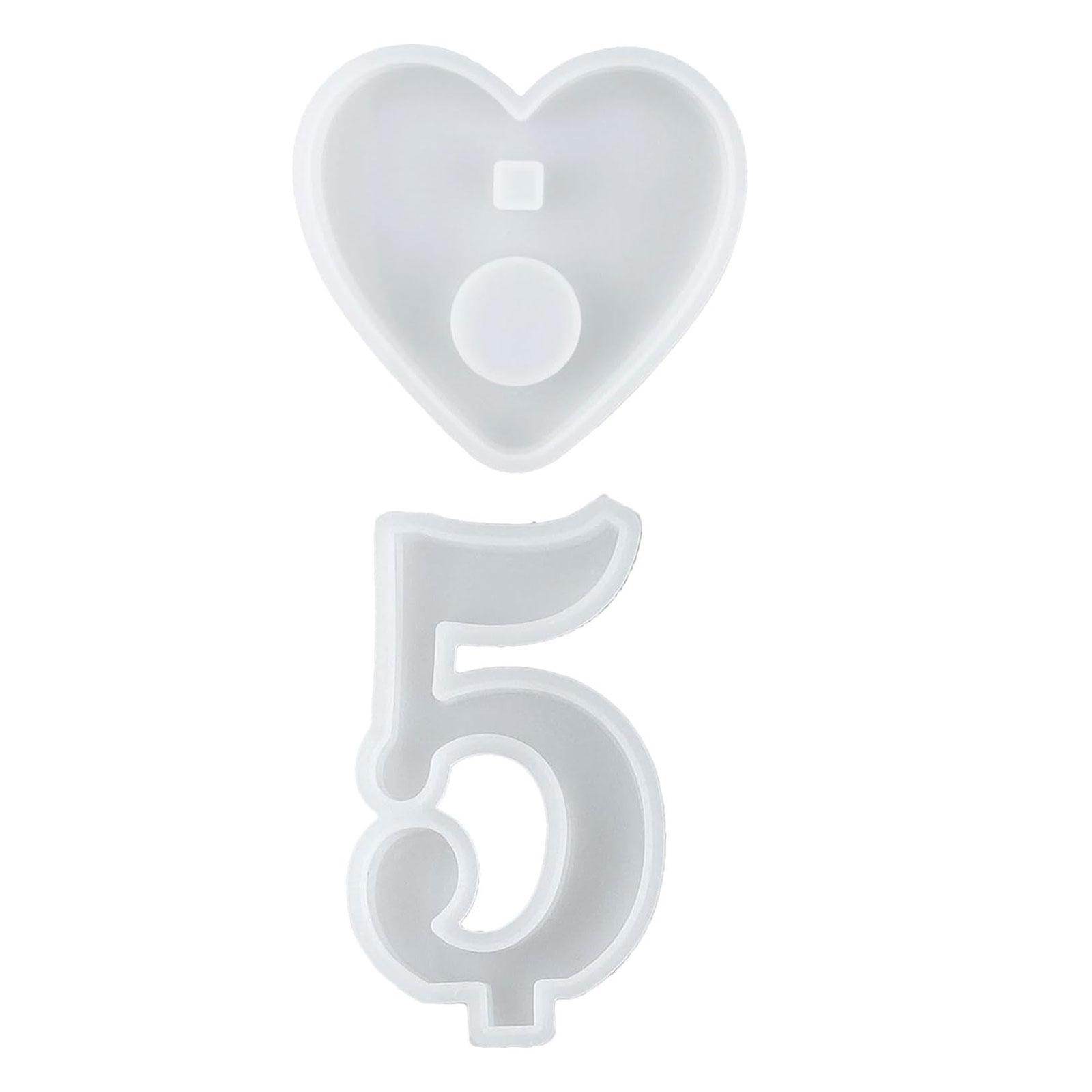 

Crystal Epoxy Resin Mold Geometric Numbers with Heart Base Candlestick Mould DIY Candle Holder Cement Plaster Silicone 5