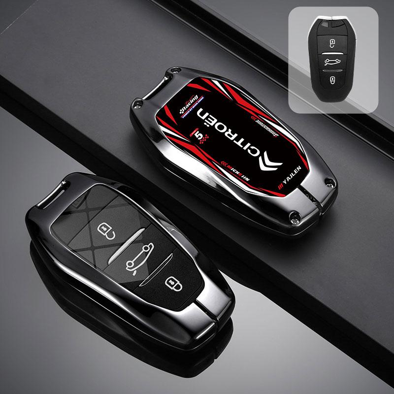 New Zinc Alloy Leather Car Remote Key Case Cover Key Protector For Citroen C1 C2 C4 C6 C3-XR Picasso Grand DS3 DS5 Accessories