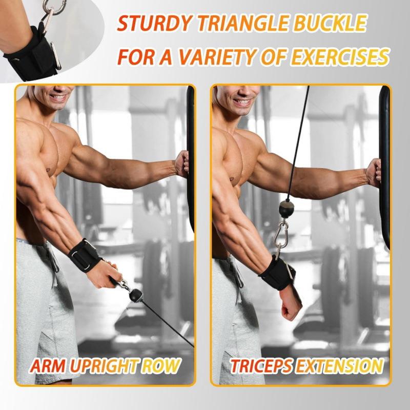 Cinghie da Polso per Fitness Robuste Regolabili con Anello a D Argentato e Fibbia Triangolare, Polsini per Allenamento Esercizio in Palestra di Casa
