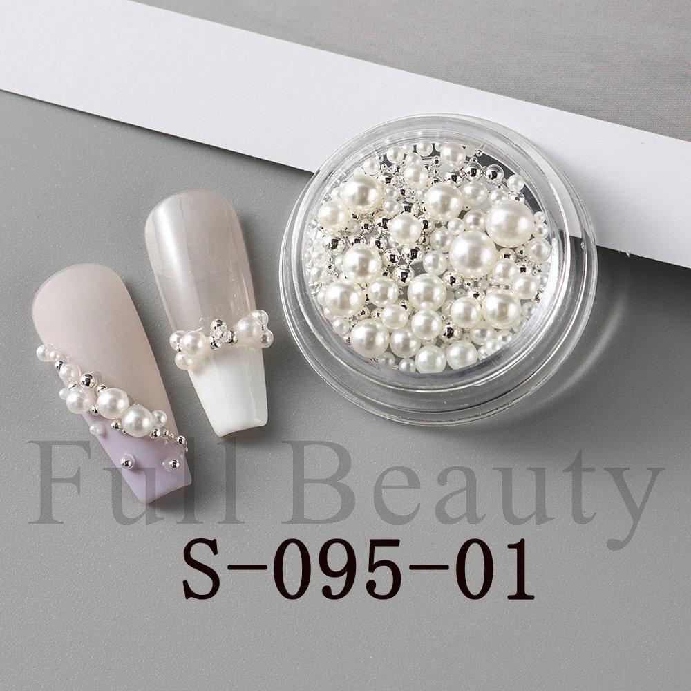 Nail Art Jewelry, Temperament French Atmosphere, Size Pearl Steel Ball Mixed Nail Jewelry
