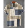 Vintage Herrenhemd 3D Bedrucktes Hemd Herren Freizeit Kurzarm Oberteil Modisches Herren Revers Knopfhemd Herren T-Shirt Polyester