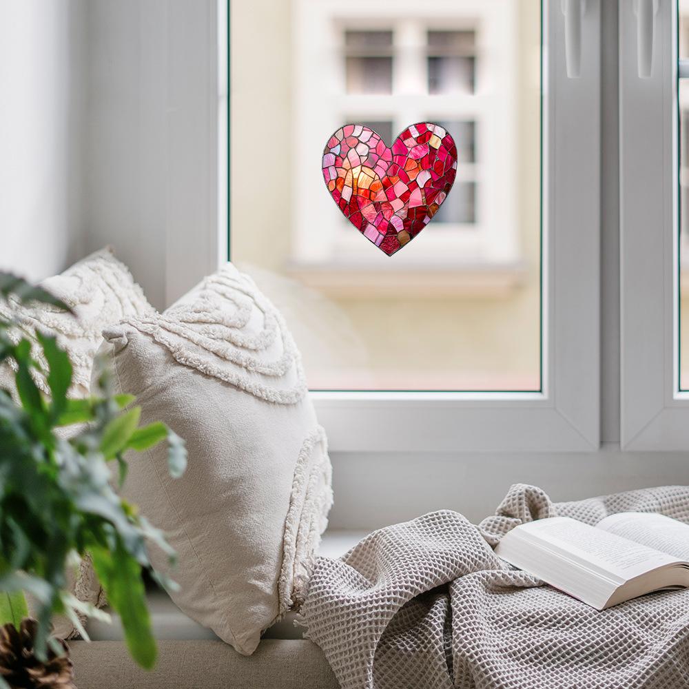 Creative Painted and Spliced Heart-shaped Glass Window Home Beautification and Decoration Static Window Stickers