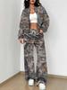 Outdoor Camouflage Autumn and Winter New European and American Women's Clothing Retro Printing Suit Women