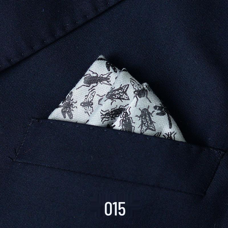 Men's British Pattern Pocket Square - Suit Wedding Banquet Accessory, Polyester Cotton Handkerchief.