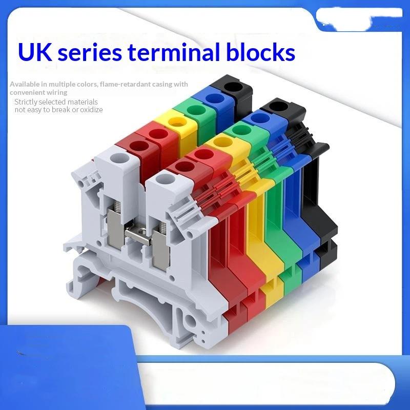10 Piezas Bloque de Terminales Uk 2.5 Uk2.5B Conexión por Tornillo Tira de Conexión 2.5B Cable de 2.5 Mm² Conectores de Cable Eléctricos Carril DIN