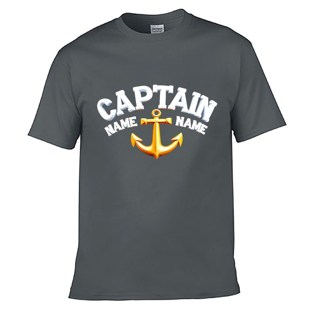 Captain Anchor Nautical Badge Street Distressed Washed Loose Simple Tee
