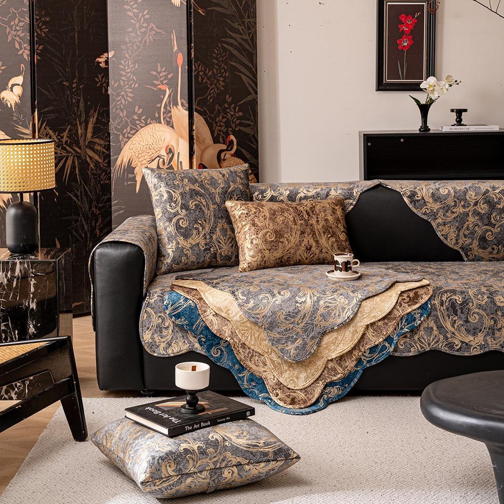 Hot Sales Short Plush Bronzing Non-slip Sofa Towel Sofa Cushions Seat Couch Cover Living Room Decor Household Dust Mat