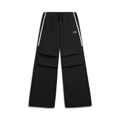 Li Ning Série Lifestyle Sportif Pantalon Décontracté à Lettres Chaud Doublé Polaire Coupe-Vent Résistant à l'Eau pour Femmes AYKVC34-1