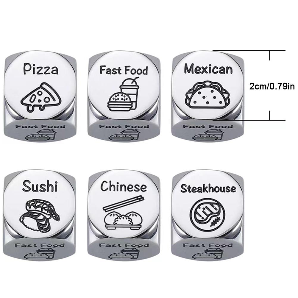 1/2/3Pcs Food Decision Dice Creative Food Decision Maker Stainless Steel Couples Food Decider Valentines Gifts for Women Men