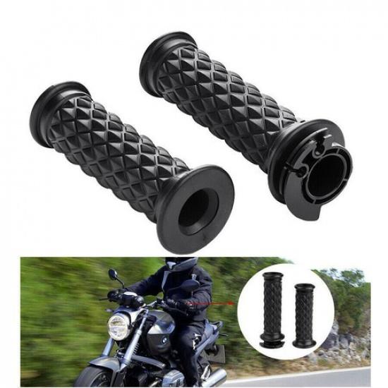 2PCS Black Silicone Diamond Nonslip 7/8" Motorcycle Handle Bar Sleeve Hand Grip